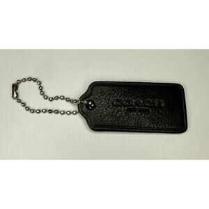 Coach Leather Keychain Black Leather Tag Only